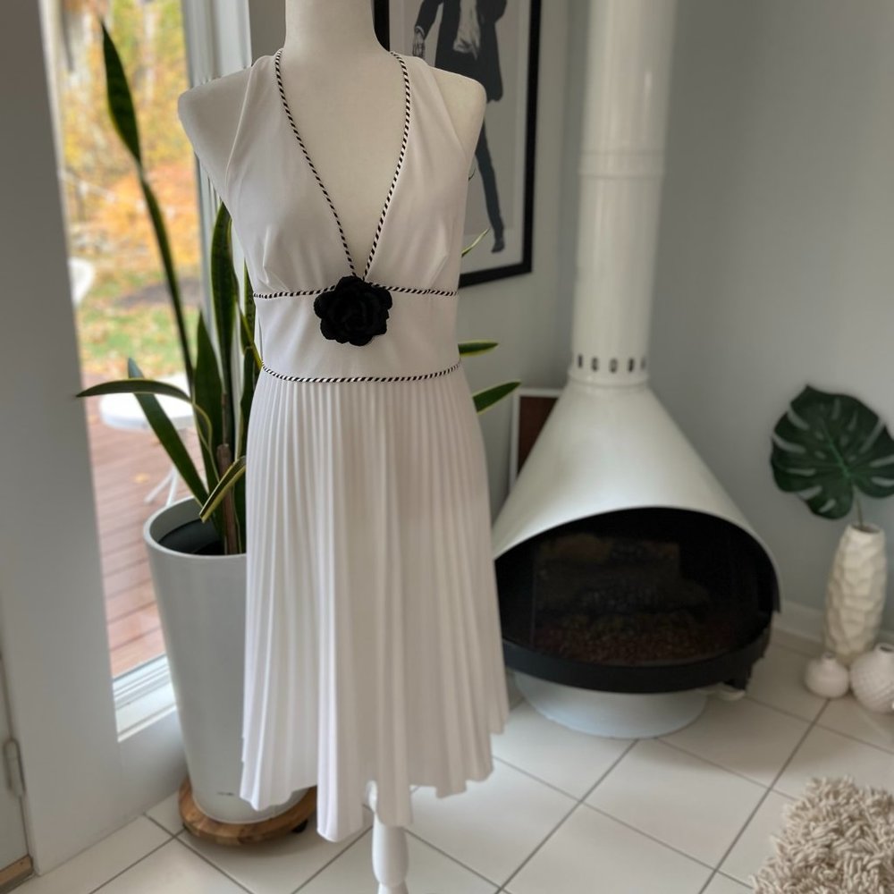 ABS White Halter Dress 6